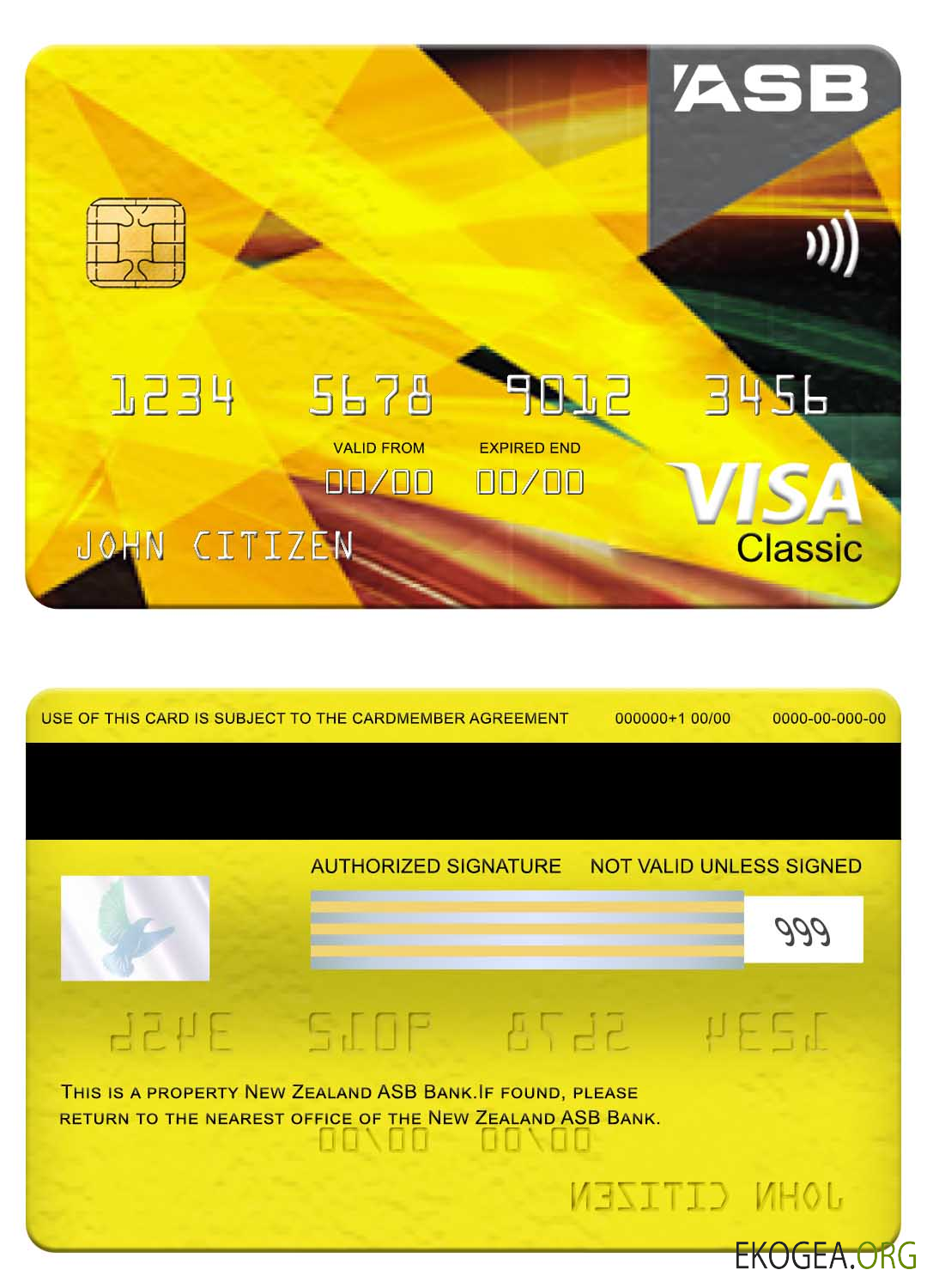 Carte visa classique ASB Bank de Nouvelle Zélande